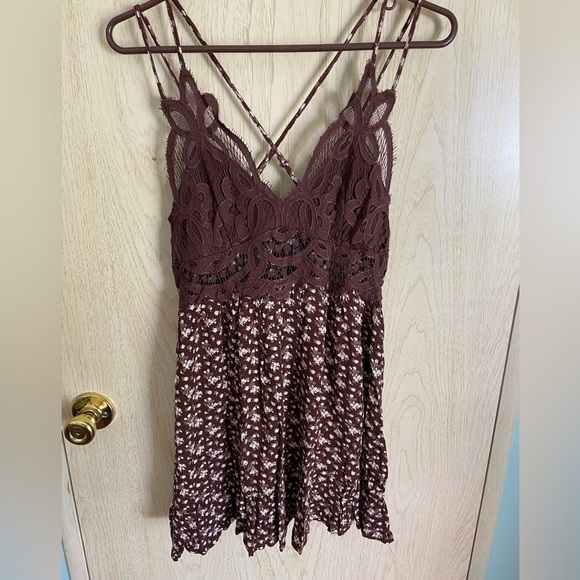 Francesca’s Cadie Bralette Floral Mini Dress Trixxe Brown Sz Medium - Picture 2 of 12